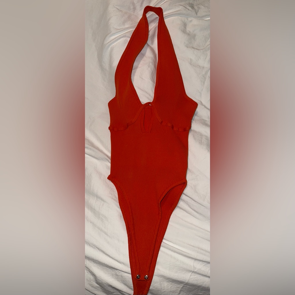 Orange Halter Neck Bodysuit